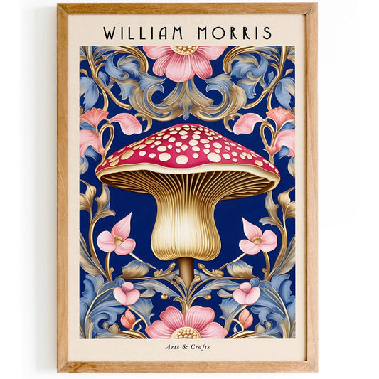 William Morris Blue Mushroom Poster - HypeSheriff