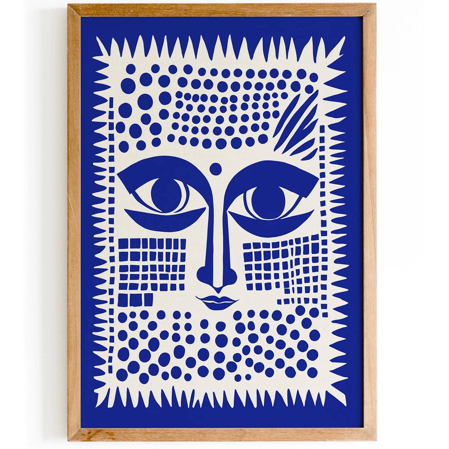 Blue Mid Century Modern Face Art Print - HypeSheriff