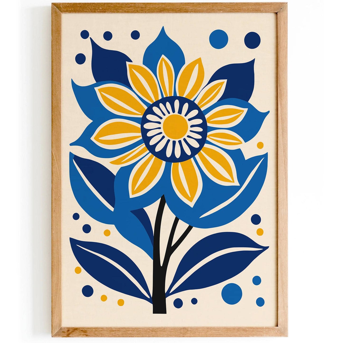 Blue Flowers Mid Century Modern Art Print - HypeSheriff