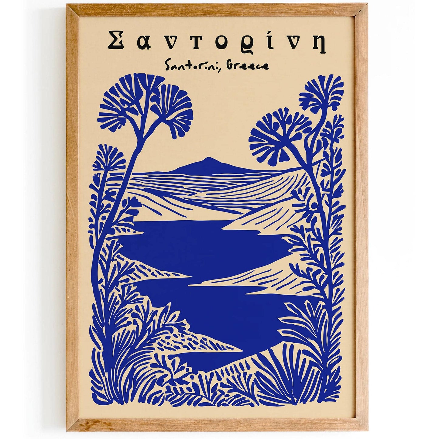 Santorini Greece Poster - Blue Travel Wall Art