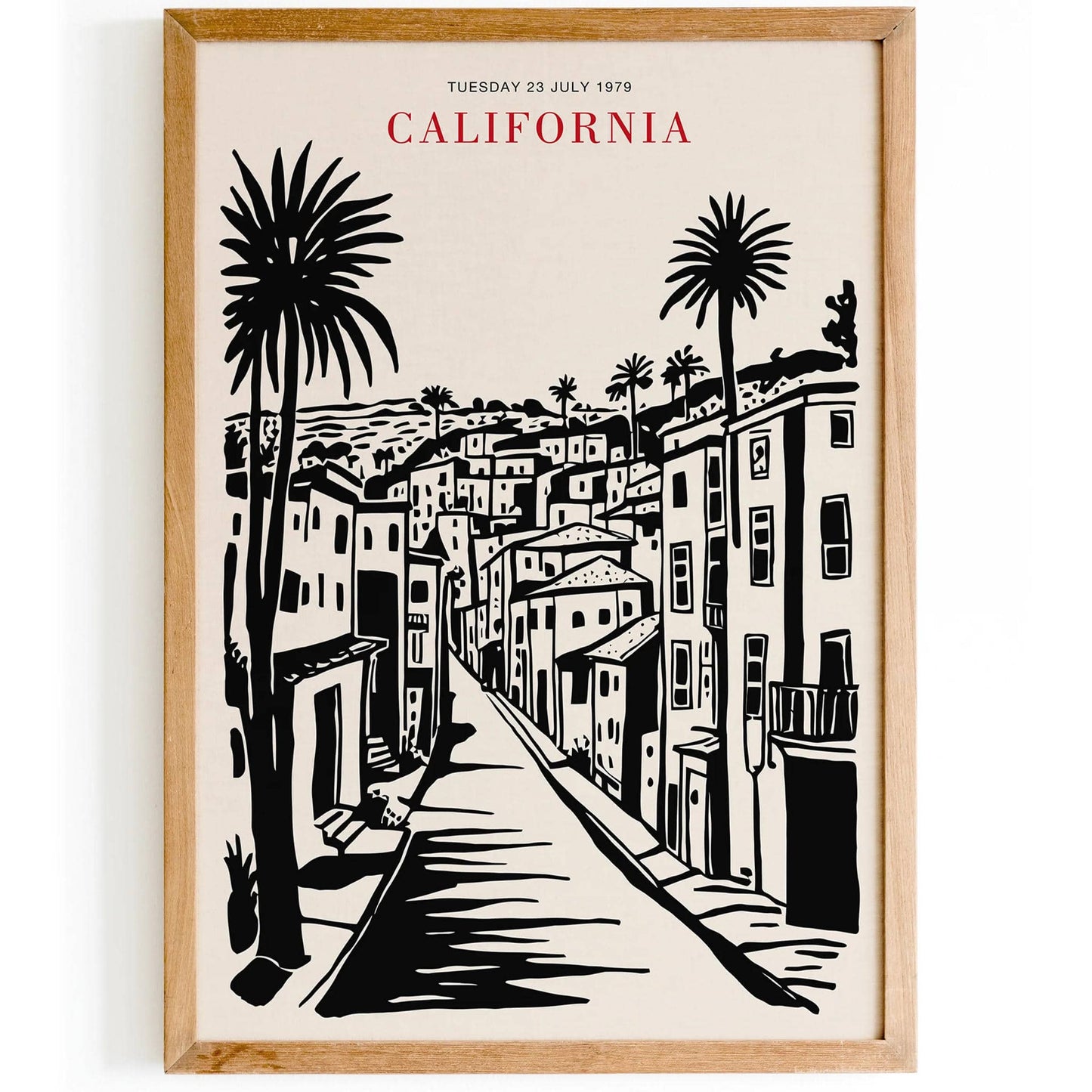 California Black Ink Landscape Painting Art Print - HypeSheriff