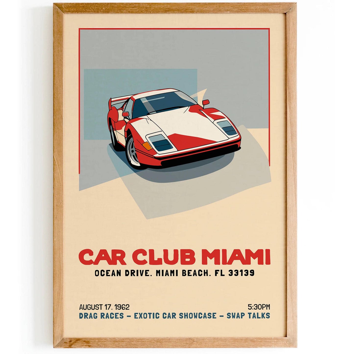 Car Club Miami 1962 Vintage Poster - HypeSheriff