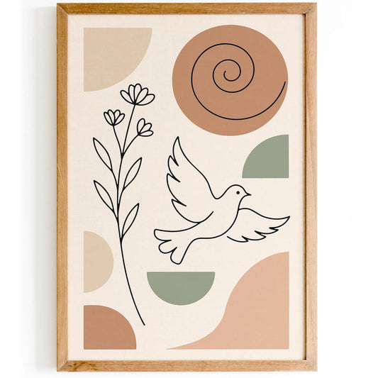 Minimalist Dove Line Art – Aesthetic Wall Poster