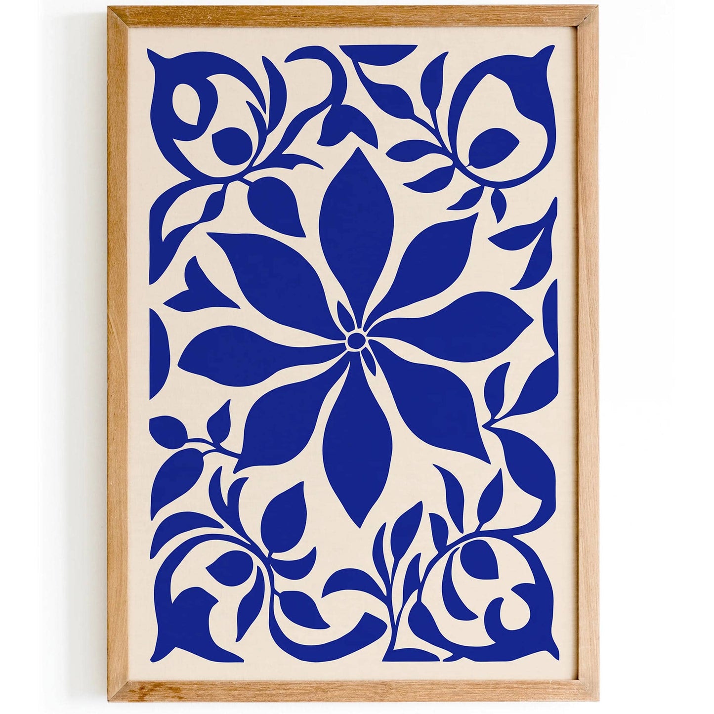 Blue Indgo Moroccan Floral Poster - HypeSheriff