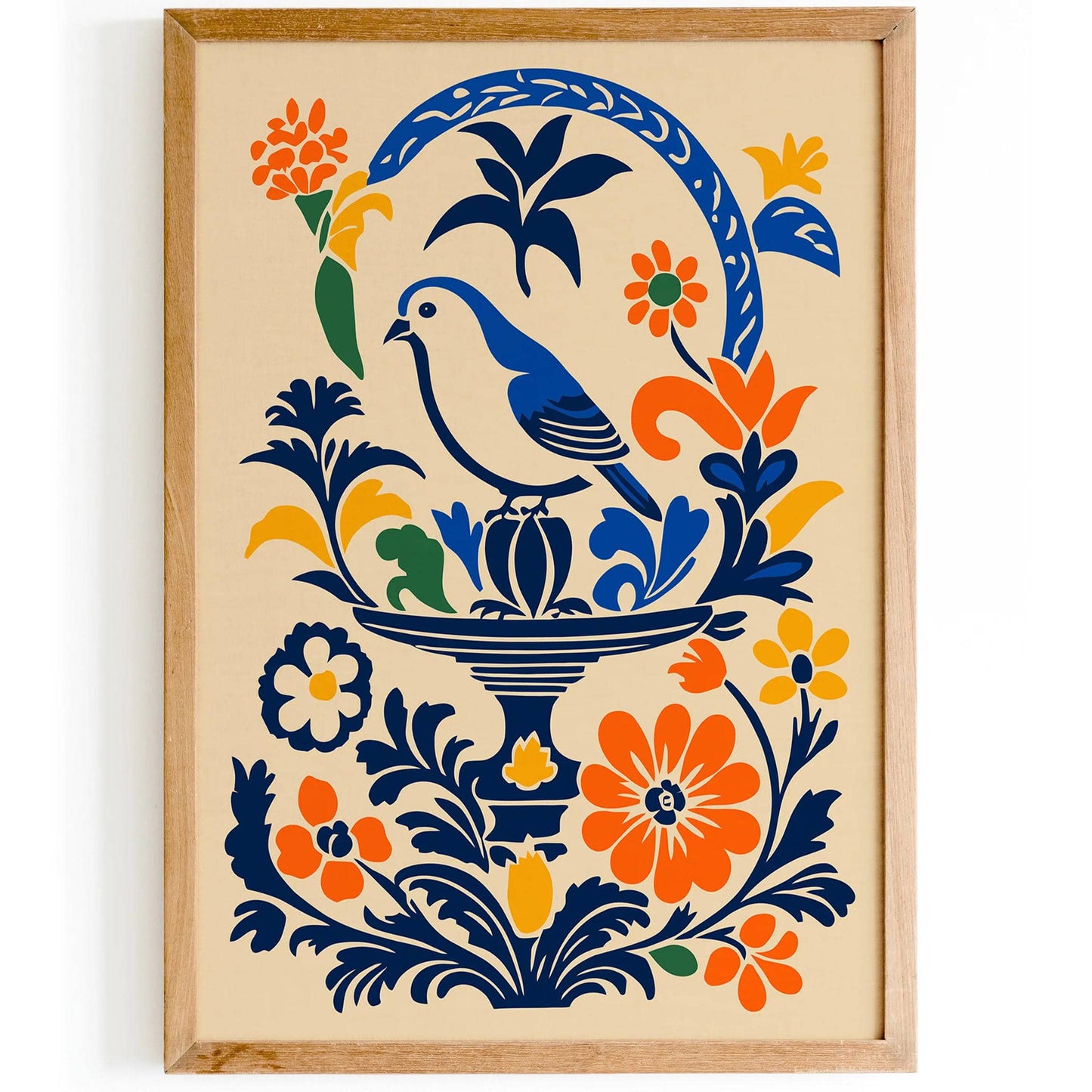 Rococo Bird and Flowers Poster
