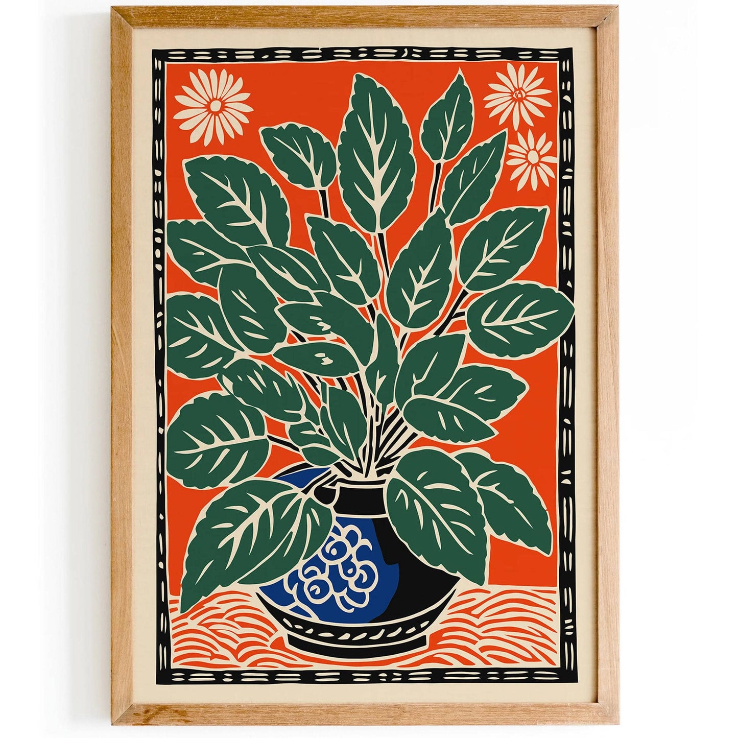 Retro Linocut Flower Art Print - HypeSheriff