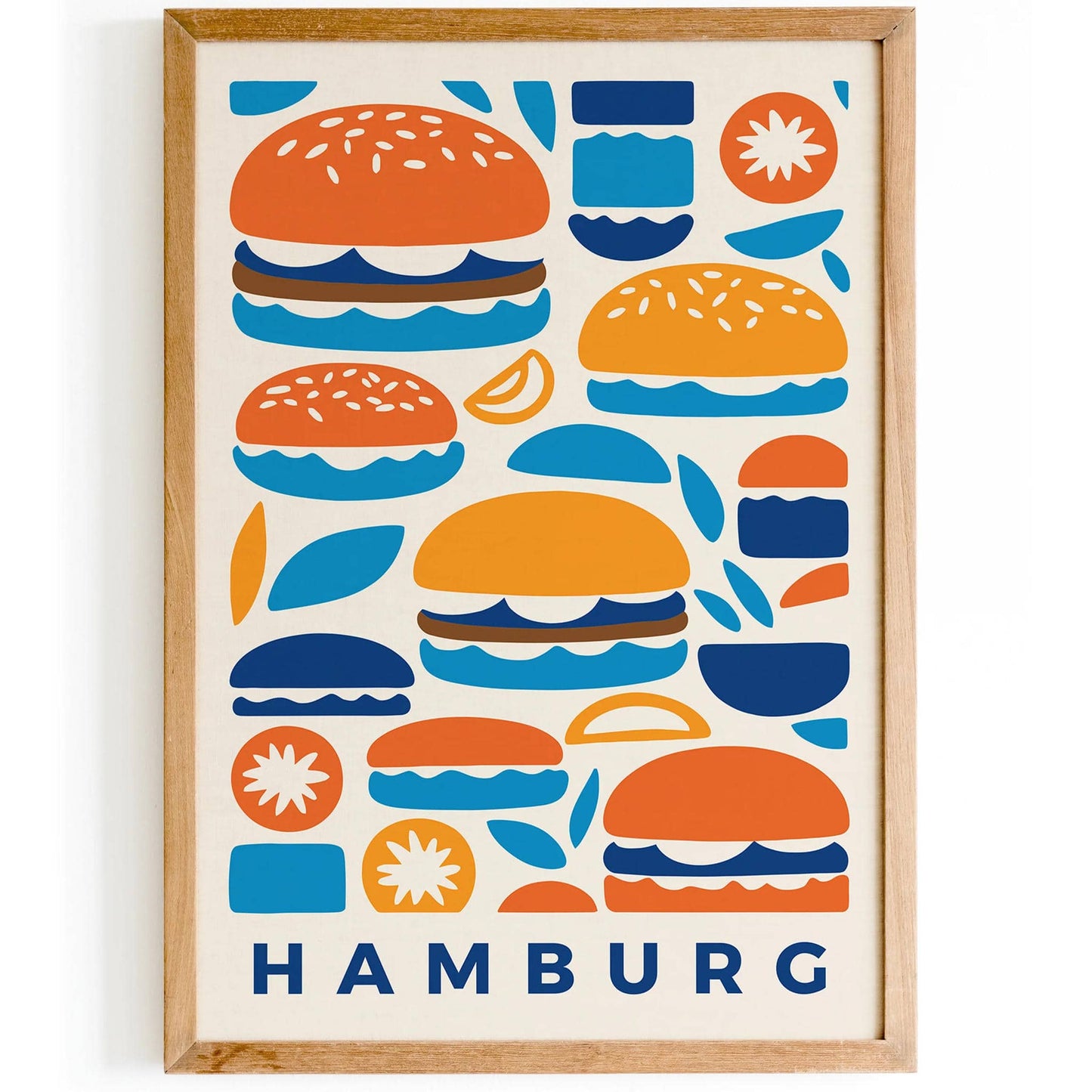 Hamburg, Blue Hamburgers Art Print - HypeSheriff