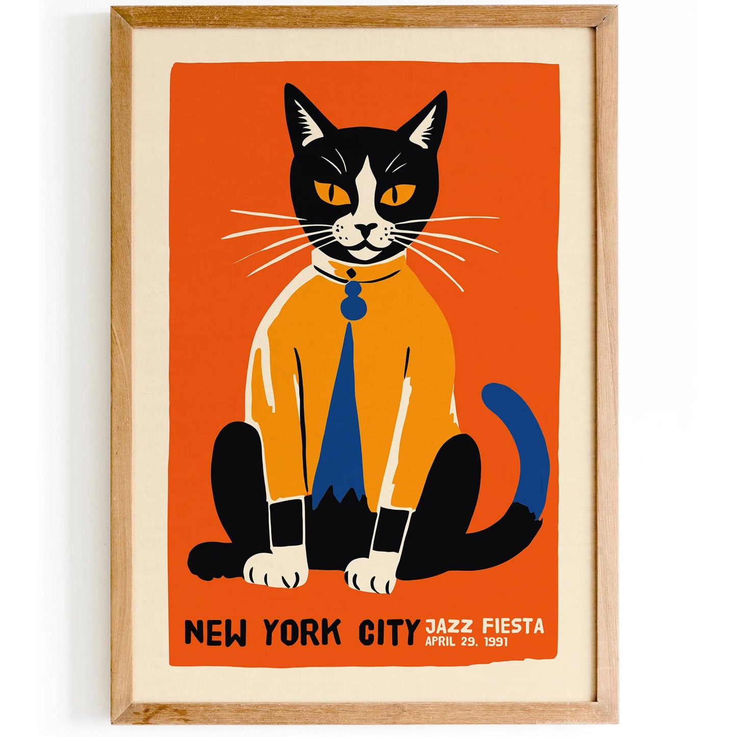 Jazz Fiesta with Cat Orange Poster - HypeSheriff