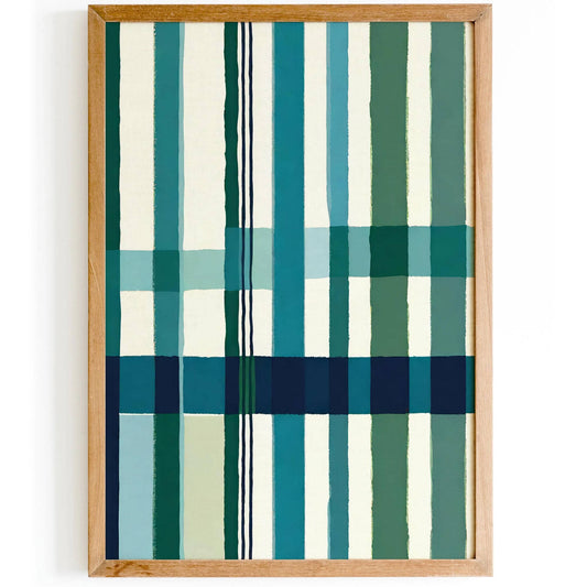 Blue Checkered Abstract Art Print for Bathroom Decor - HypeSheriff