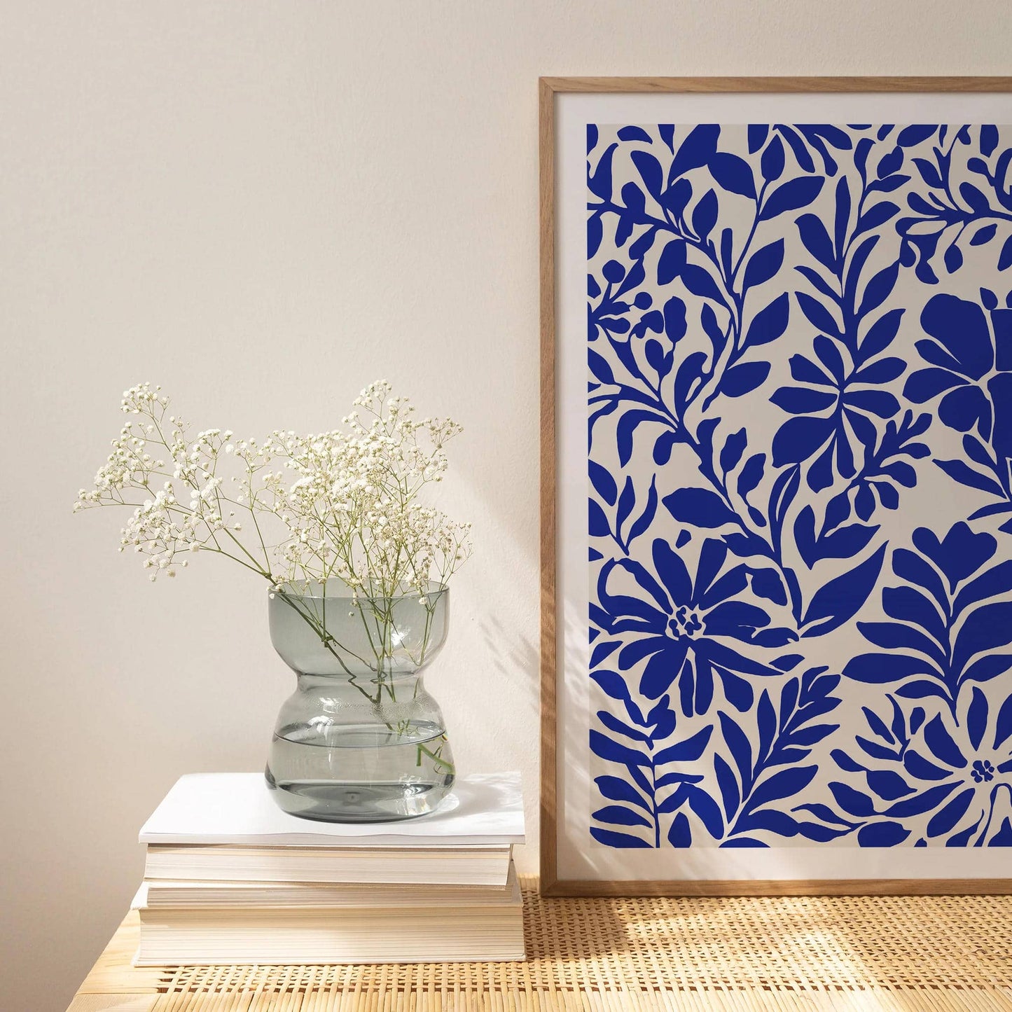 Blue Cut Outs Floral Print - Bathroom Wall Decor