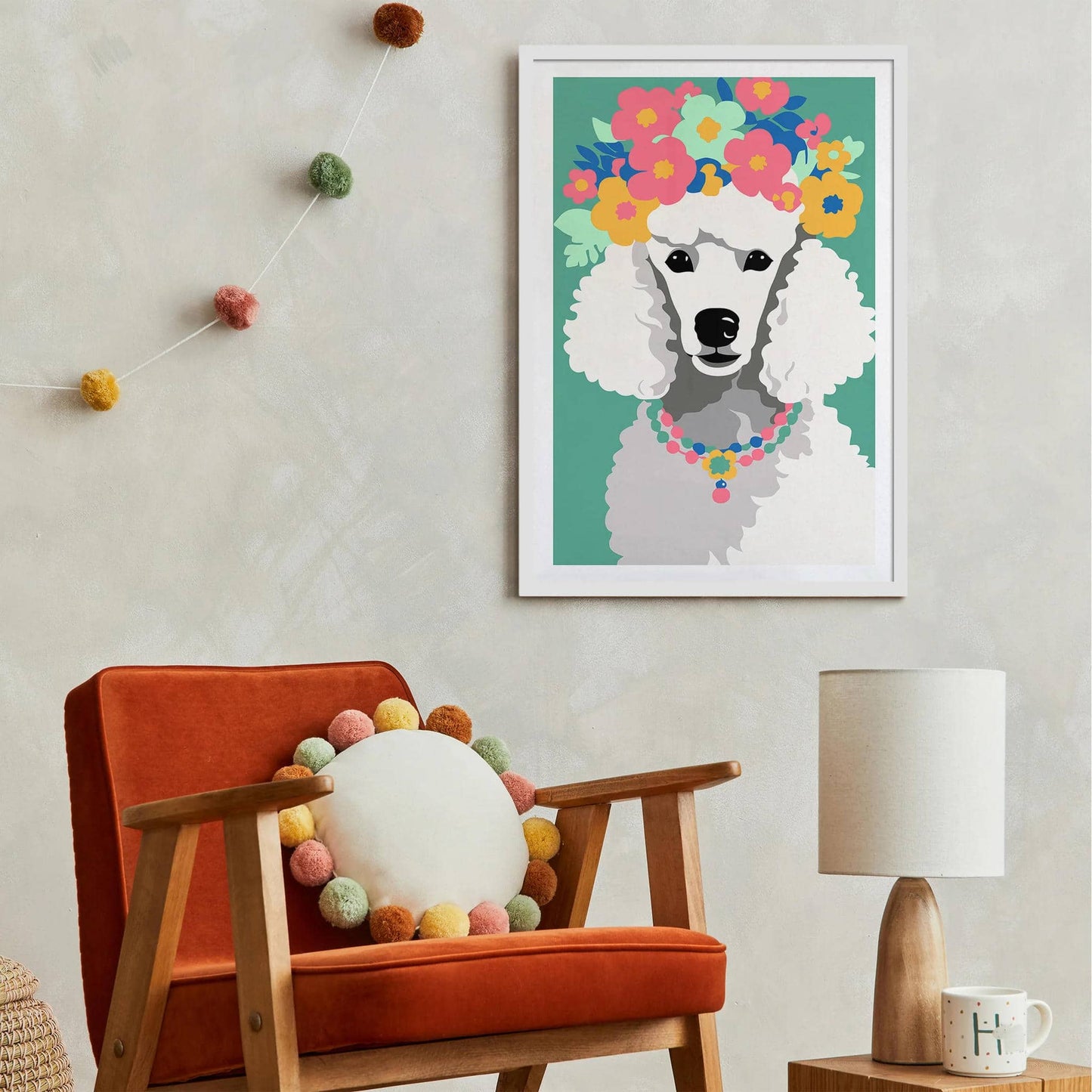 White Poodle Dog Nursery Room Wall Art - HypeSheriff