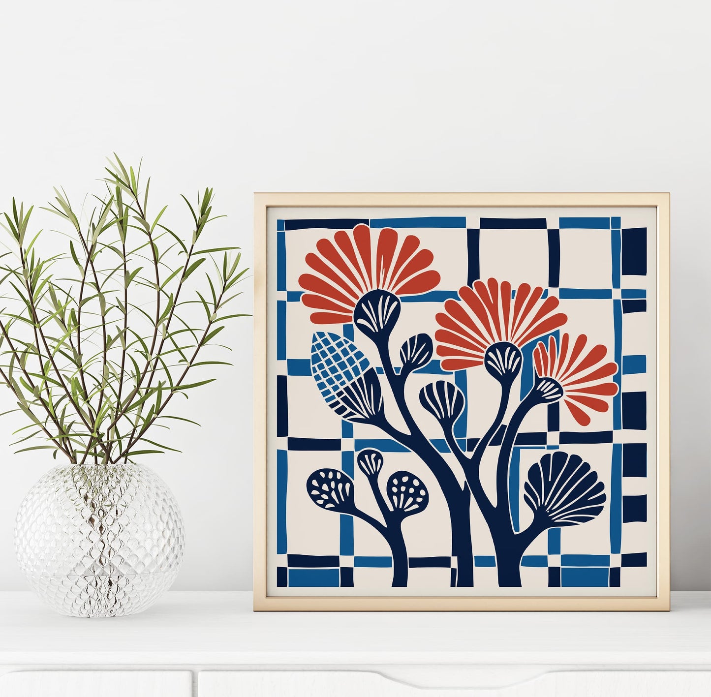 Retro Square Poster - Vintage Floral Wall Art