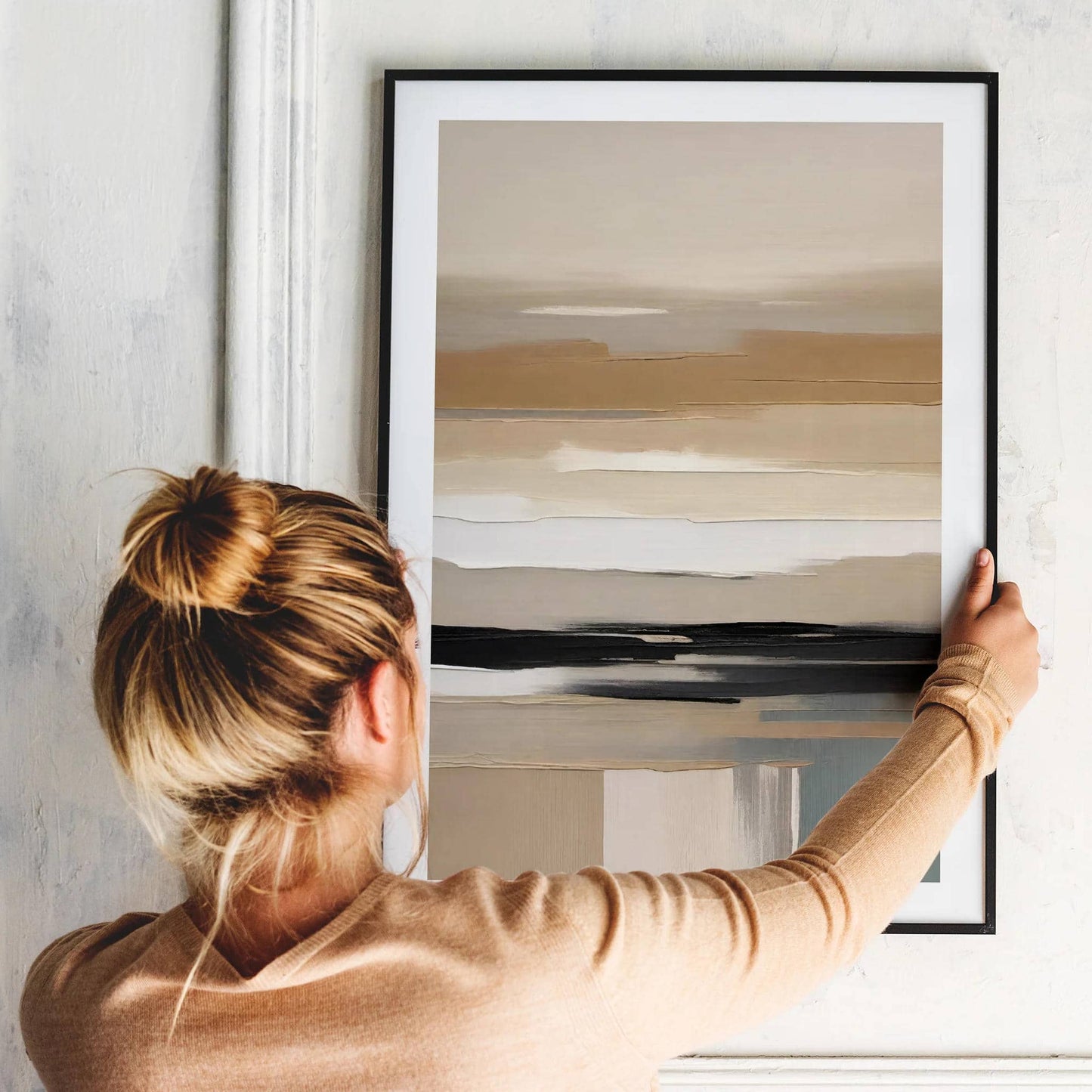 Dark Beige Abstract Painting Print - HypeSheriff