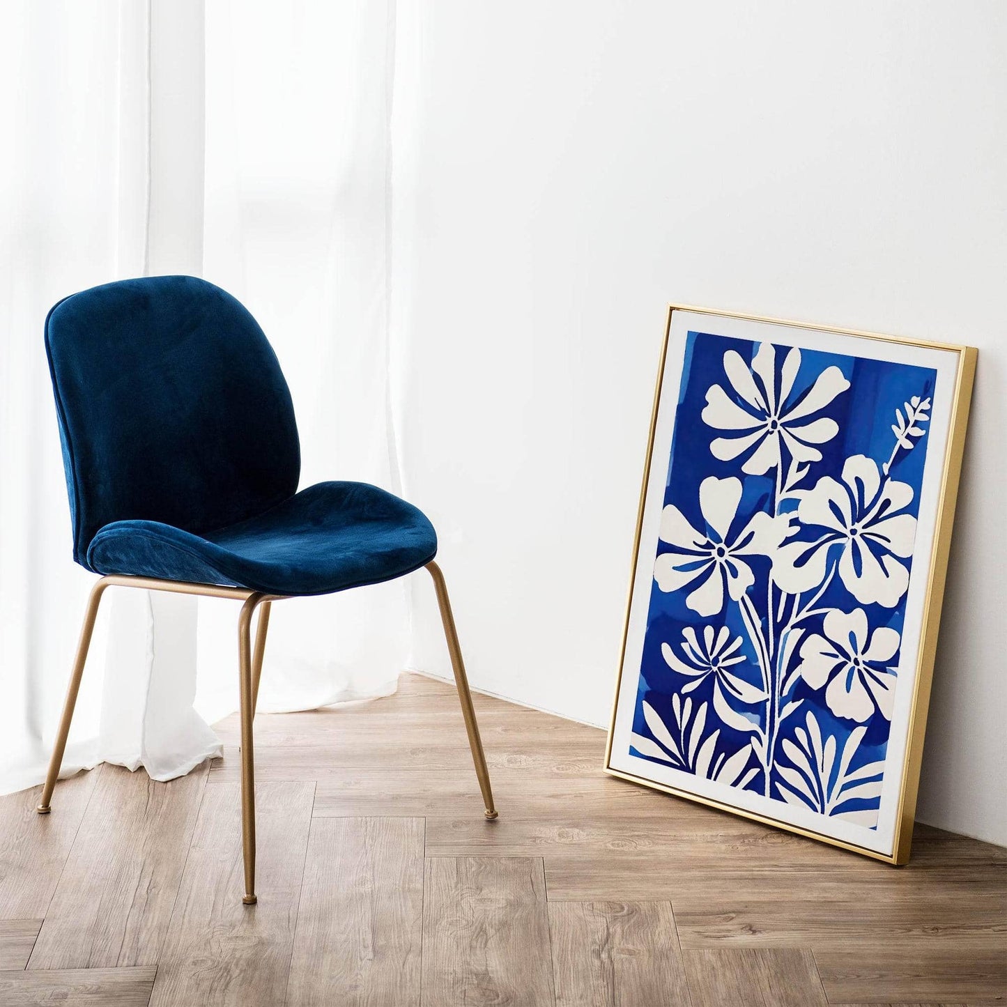 Indigo Blue Floral Poster - HypeSheriff