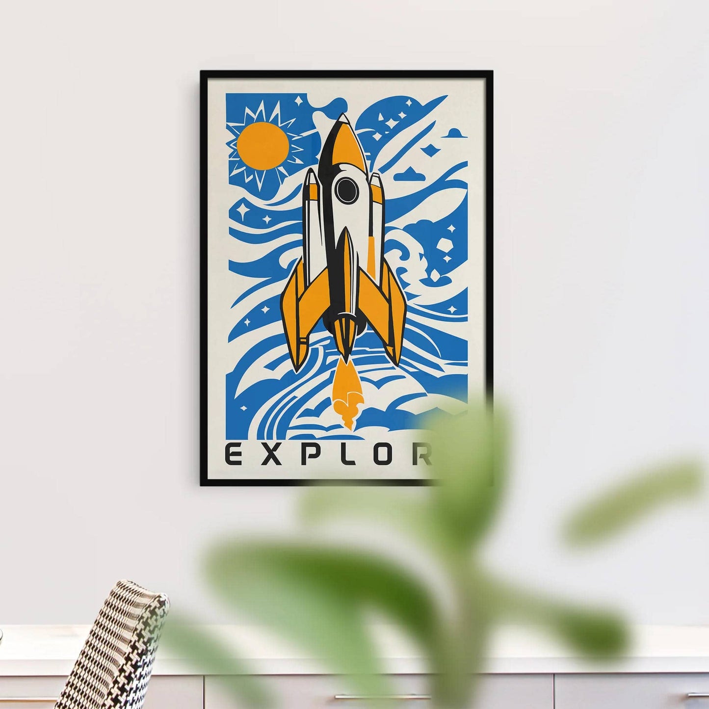 Explore - Space Rocket Blue Poster 2025 - HypeSheriff