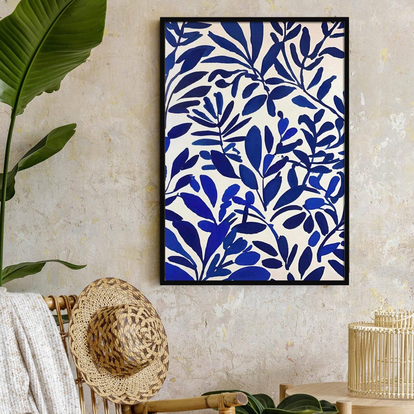 Blue Floral Painting Art Print - HypeSheriff