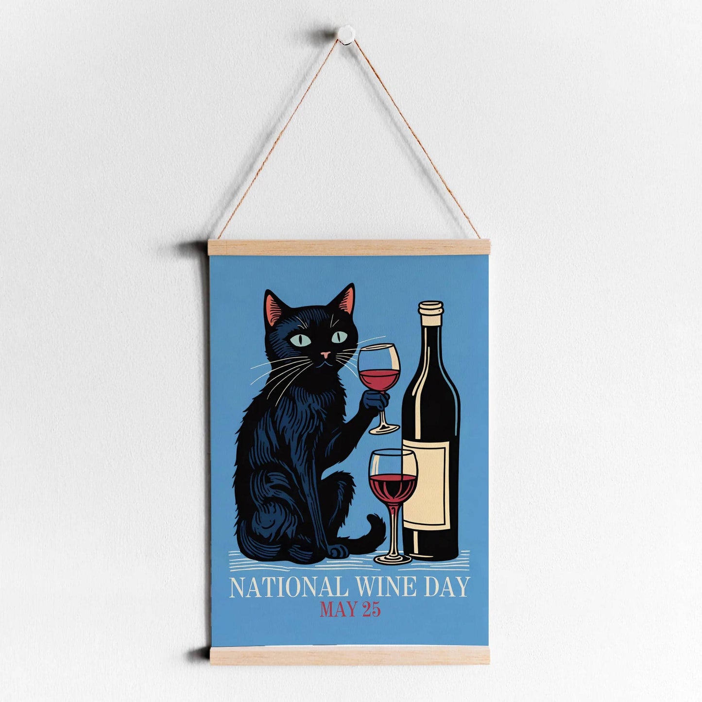 National Wine Day Cat Poster