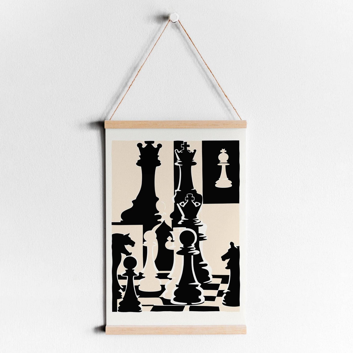 Black & White Chess Art Print