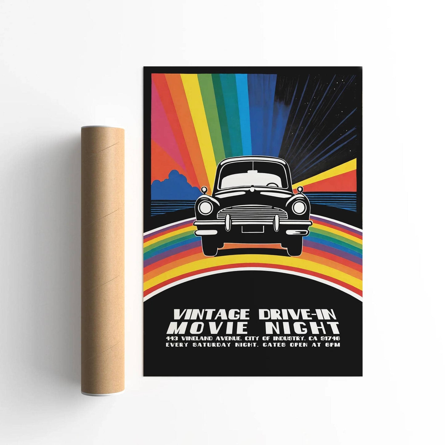 Retro Car Drive-In Poster