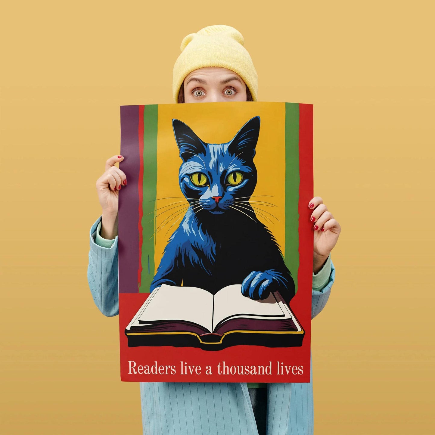 Cat & Book Motivational Art Print