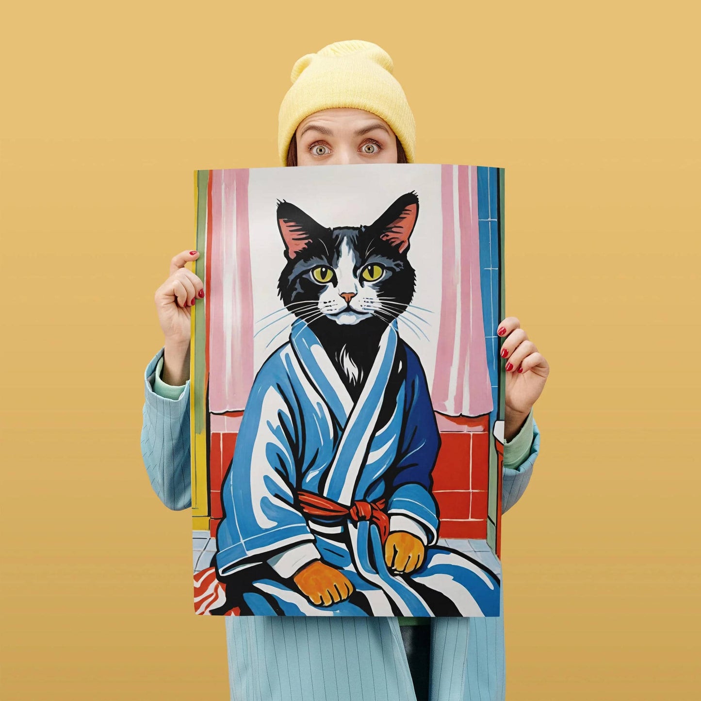 Bathrobe Cat Wall Poster