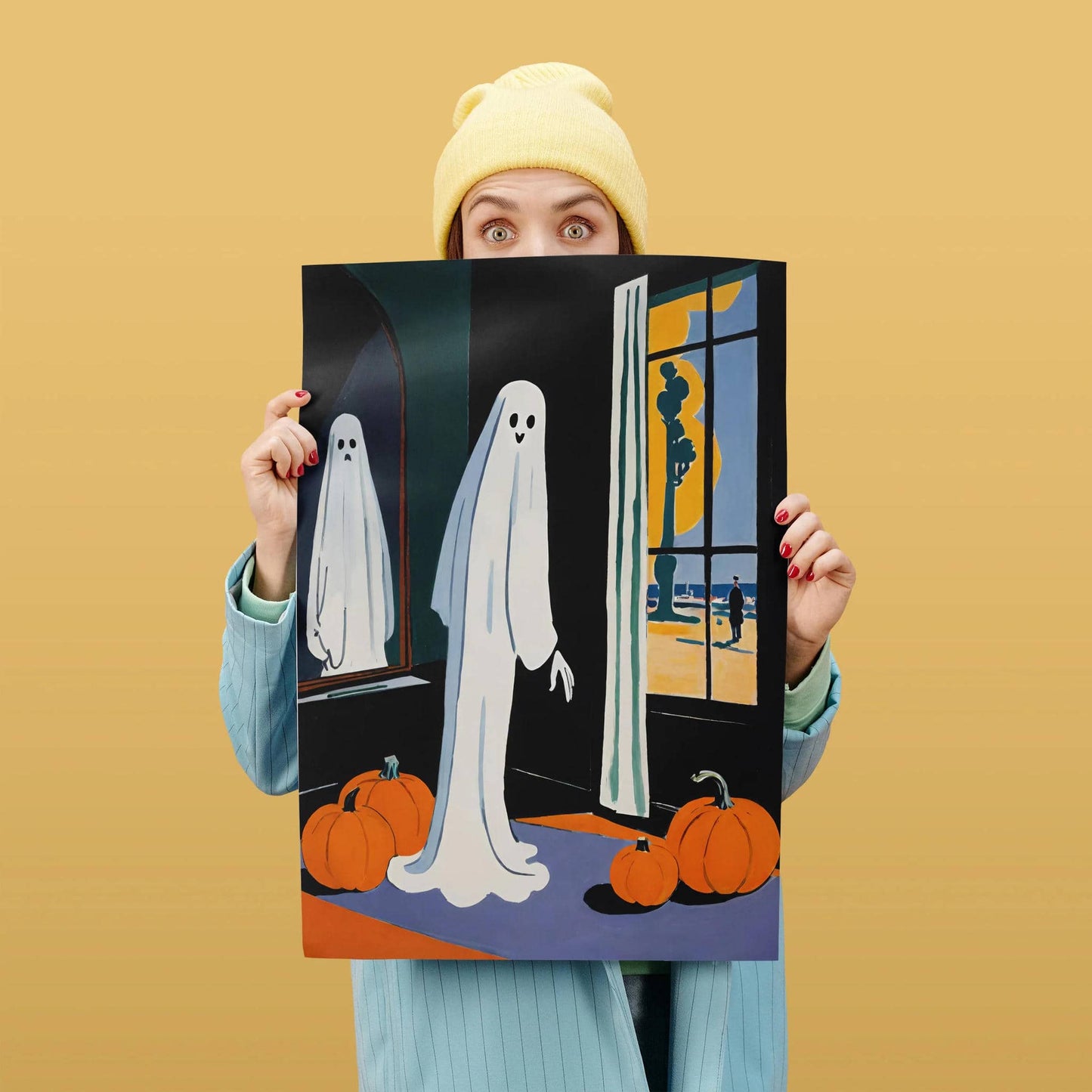 Cute Halloween Ghost Wall Art Poster - HypeSheriff