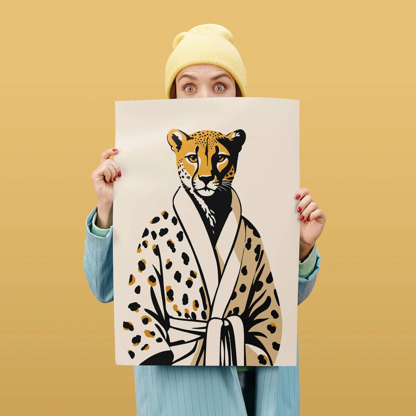 Bathrobe Cheetah Wall Art - HypeSheriff