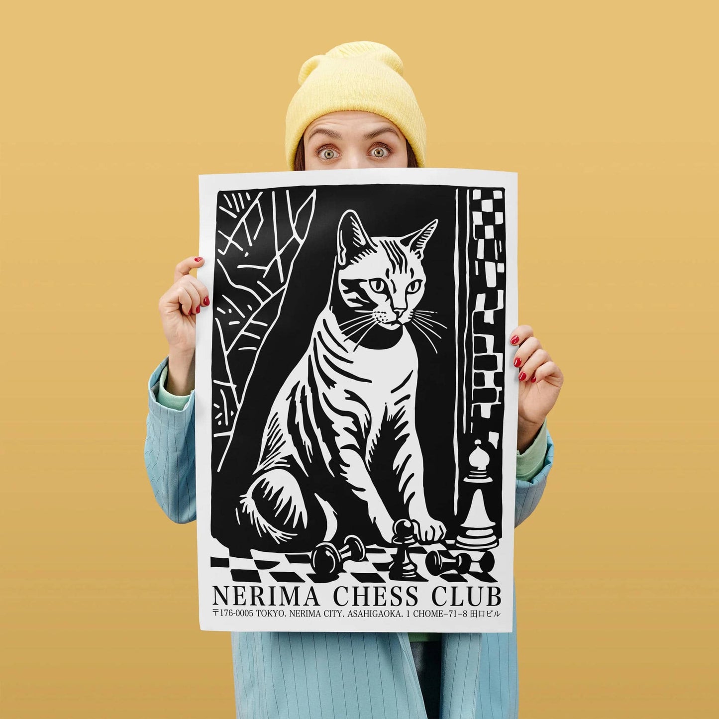 Nerima Chess Club Cat Wall Art Poster
