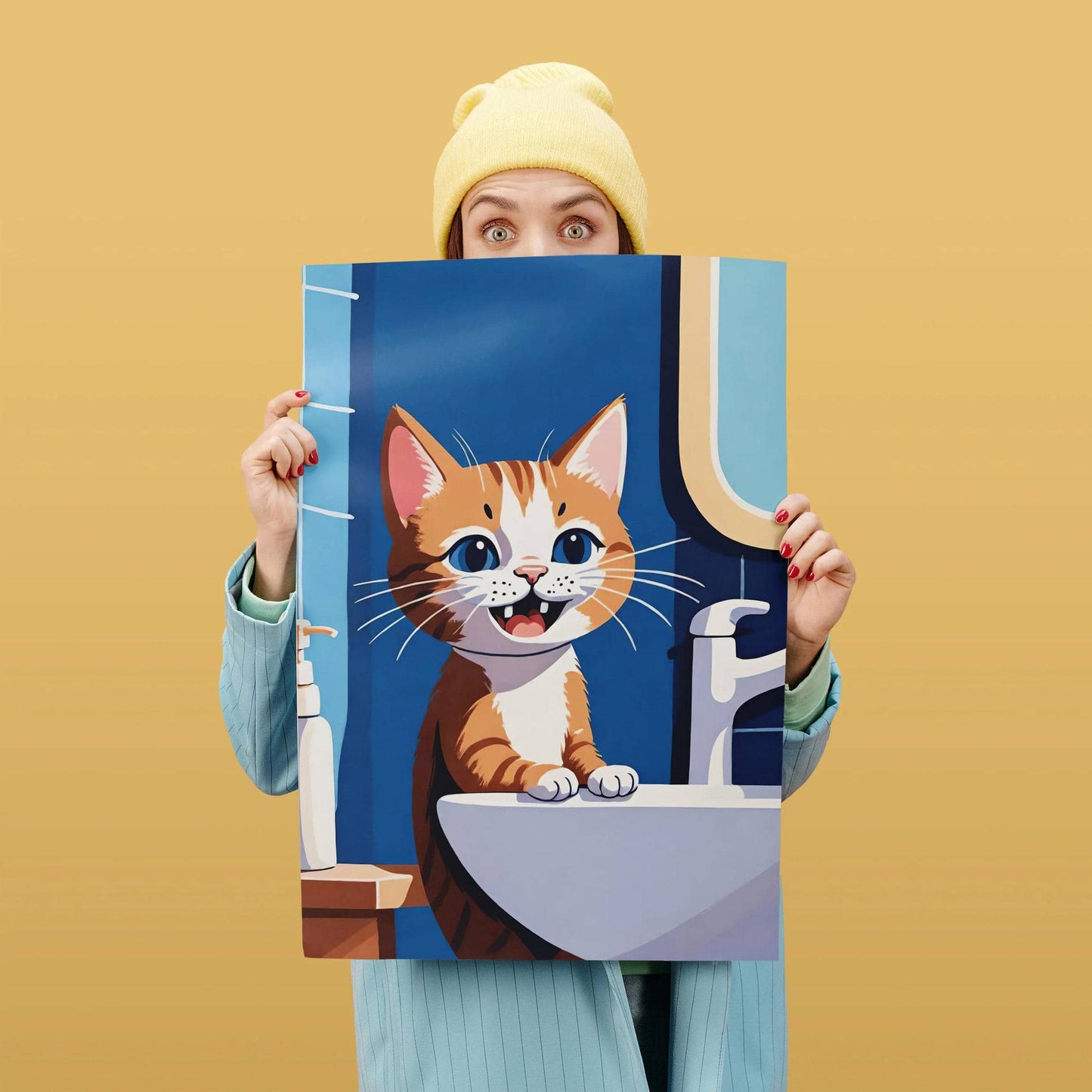 Cute Kitten Bathroom Wall Art - HypeSheriff