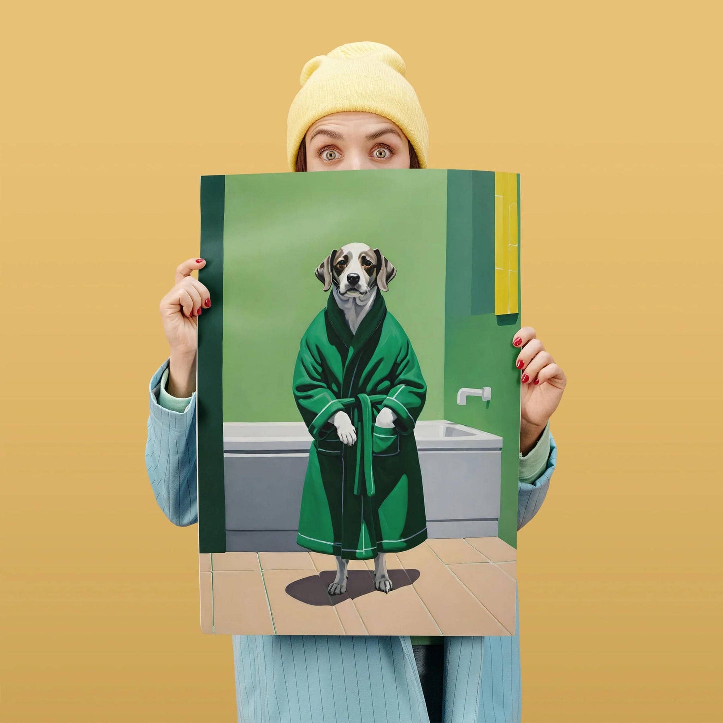 Chic Pup in Bathrobe Quirky Poster