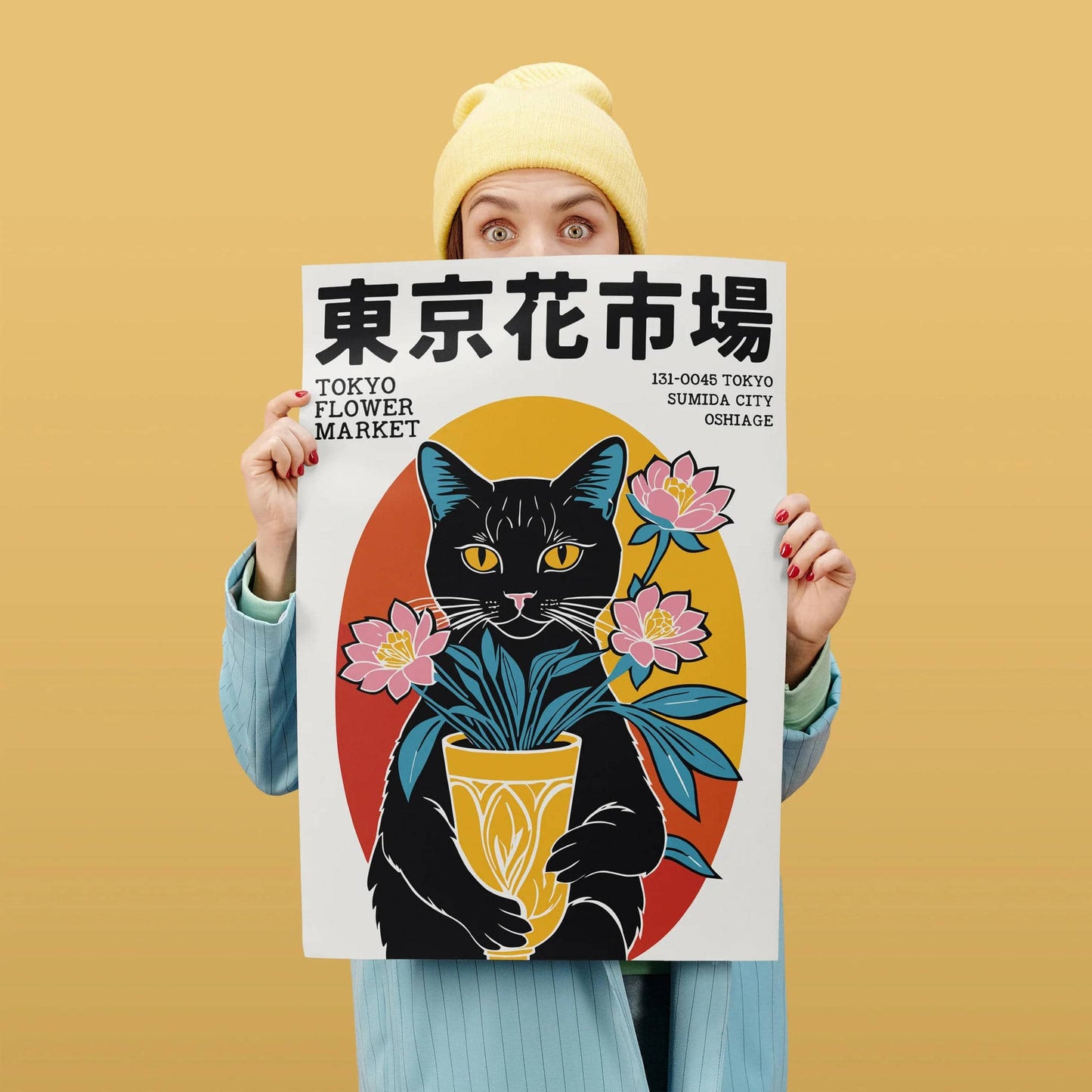 Tokyo Flower Market Cat Poster