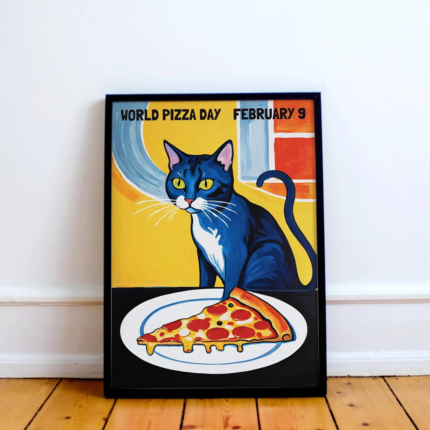 World Pizza Day Cat Poster