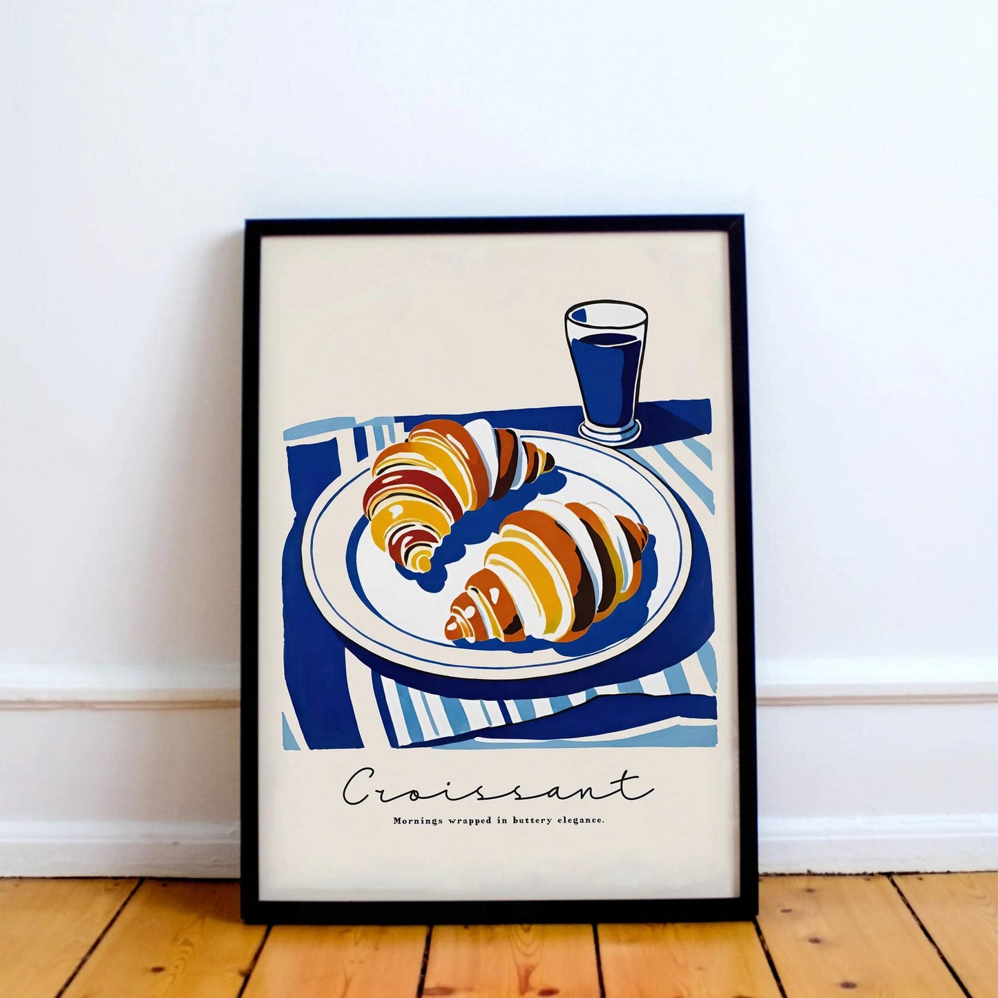 French Croissant Blue Wall Art Print