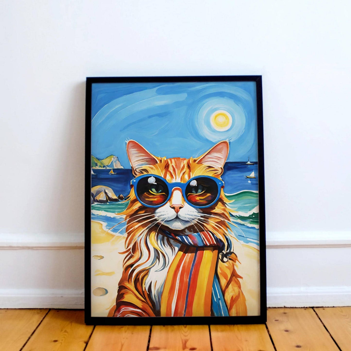 Cat on Holidays Wall Art Print - HypeSheriff