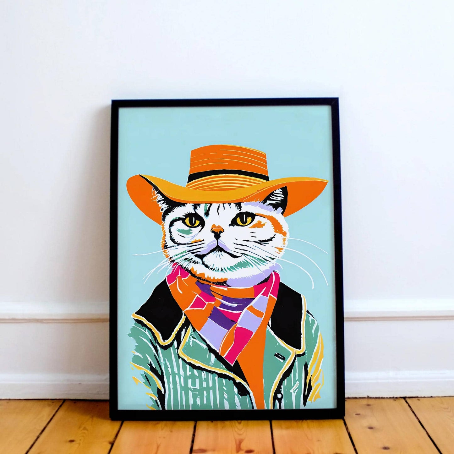 Cowboy Cat Portrait Art Print