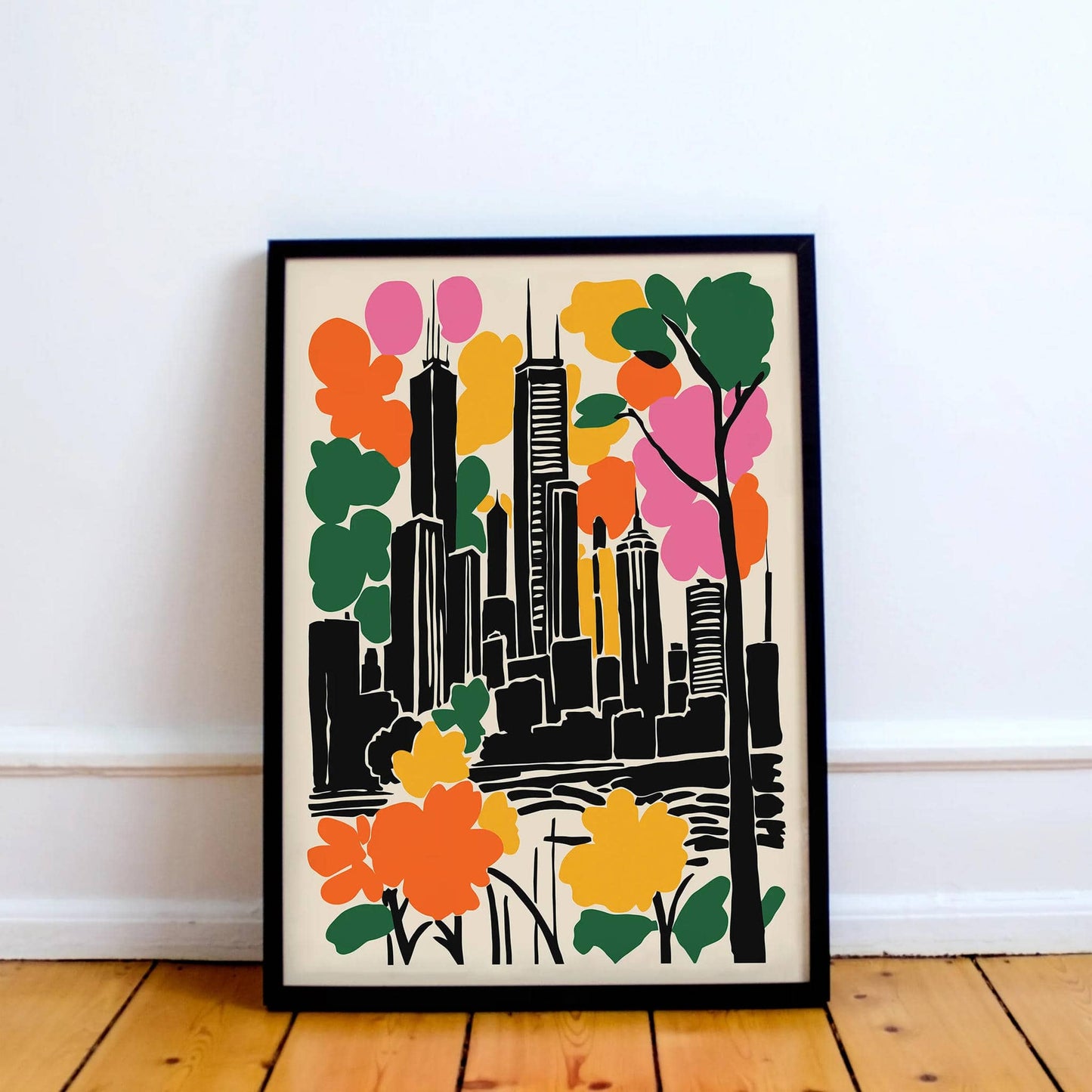 Cityscape Black Ink Style Poster - HypeSheriff