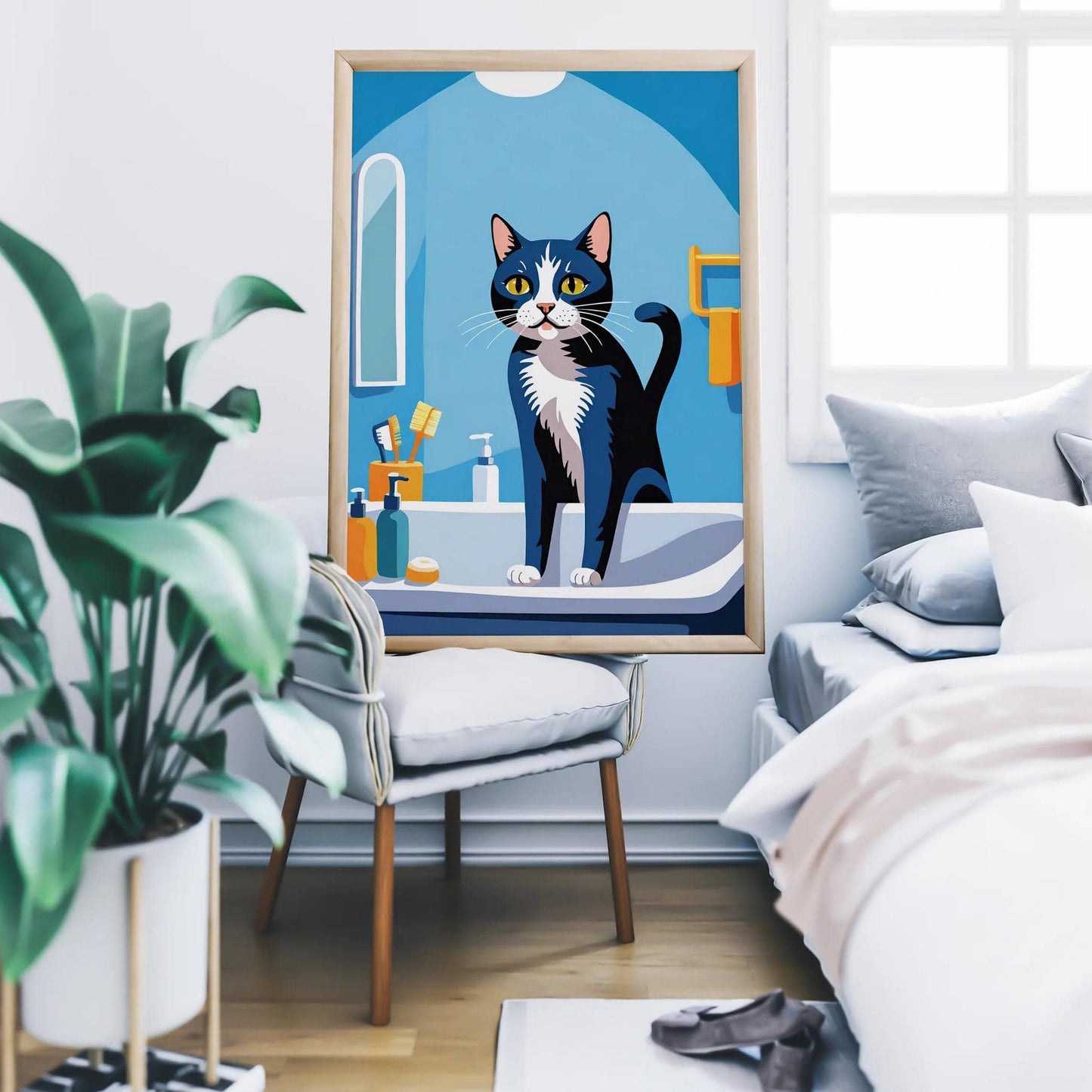 Cute Bathroom Cat Poster - HypeSheriff