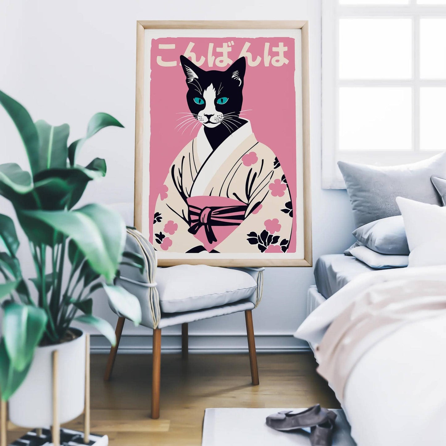 Japanese Kimono Cat - Good Evening Poster - HypeSheriff