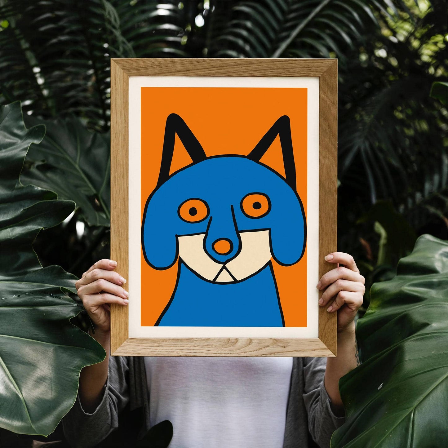 Funny Blue Cat Art Print - HypeSheriff
