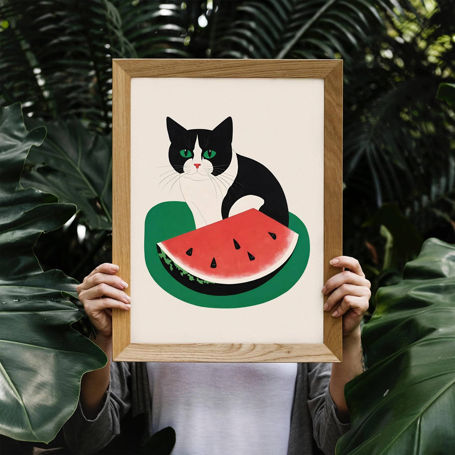 Watermelon Cat - Quirky Kitchen Poster - HypeSheriff