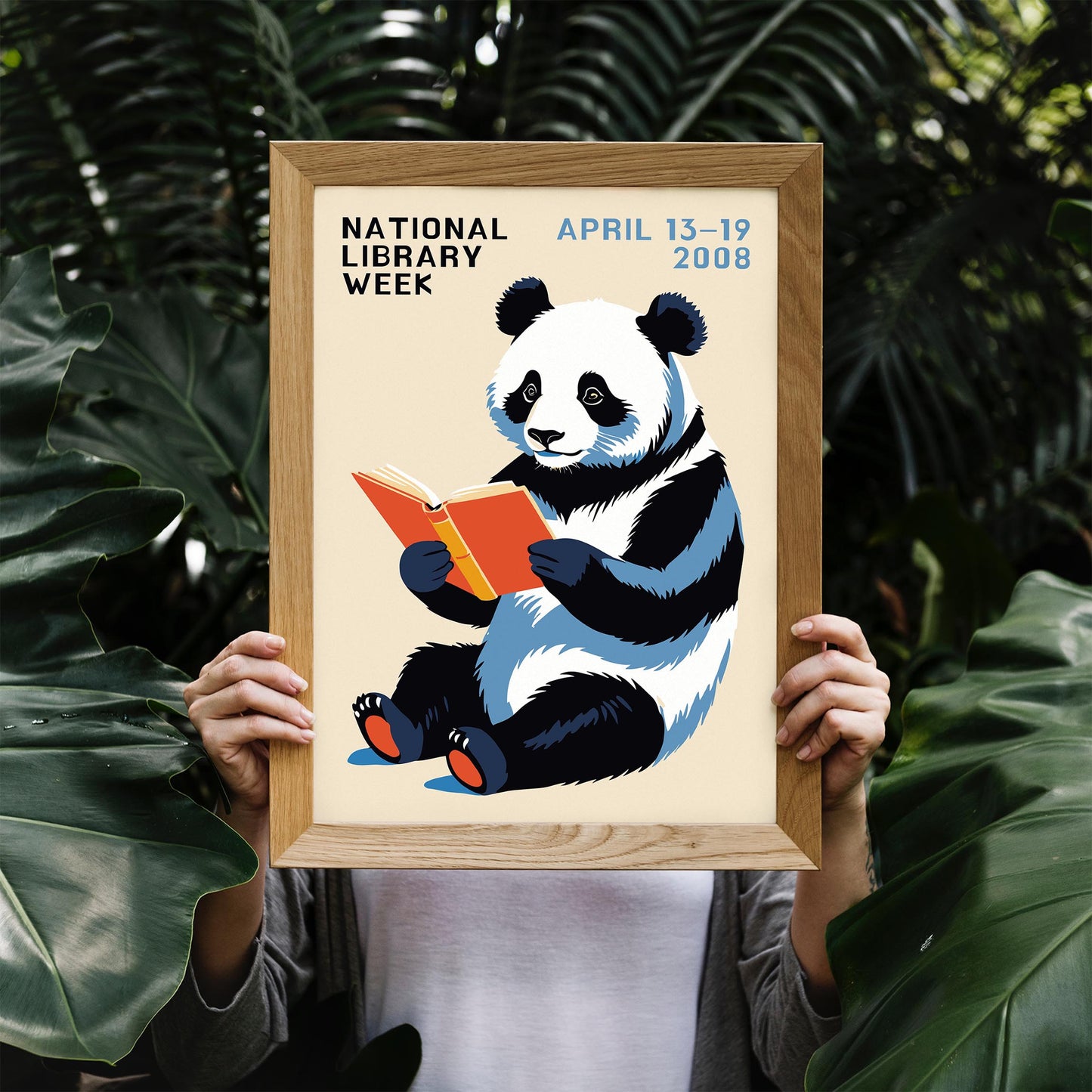 Panda Reading Wall Art Print