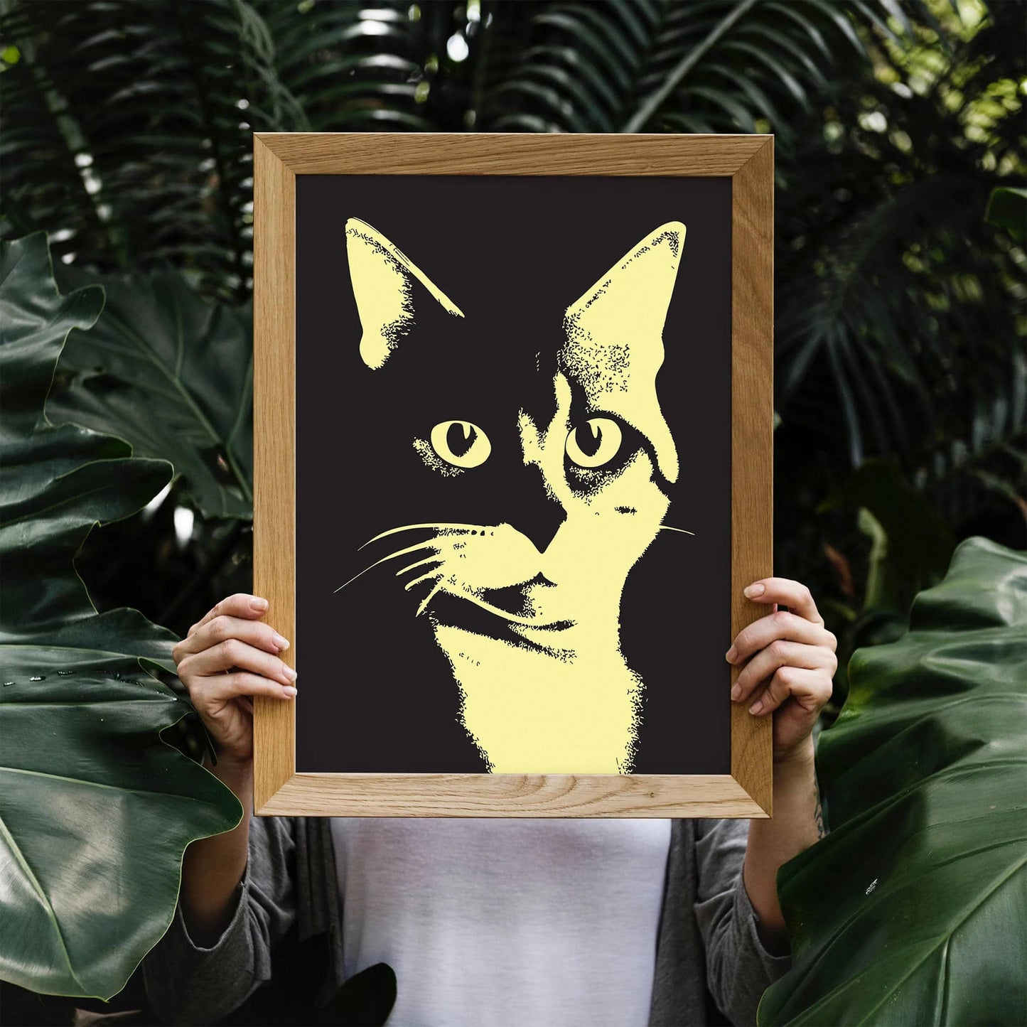 The Shadow - Cat Linocut Poster - HypeSheriff