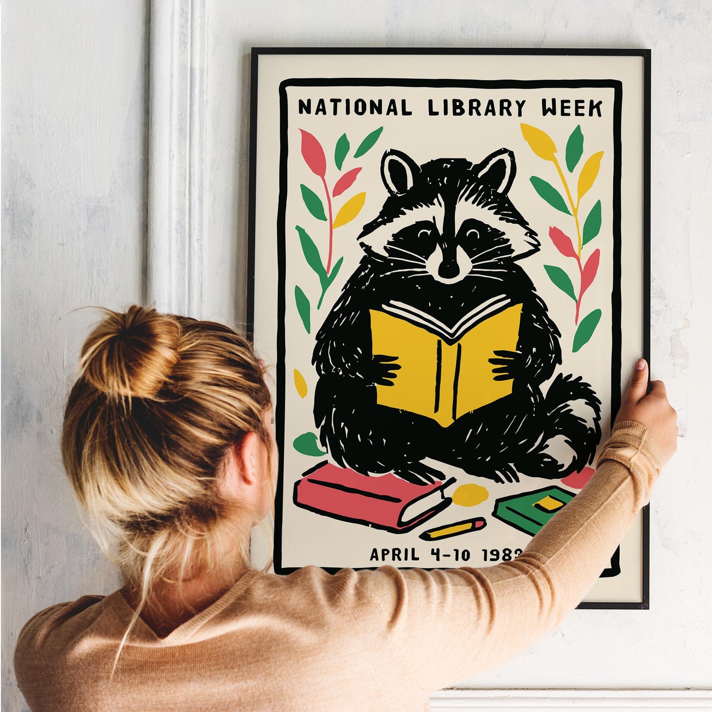 Raccoon Reader Poster