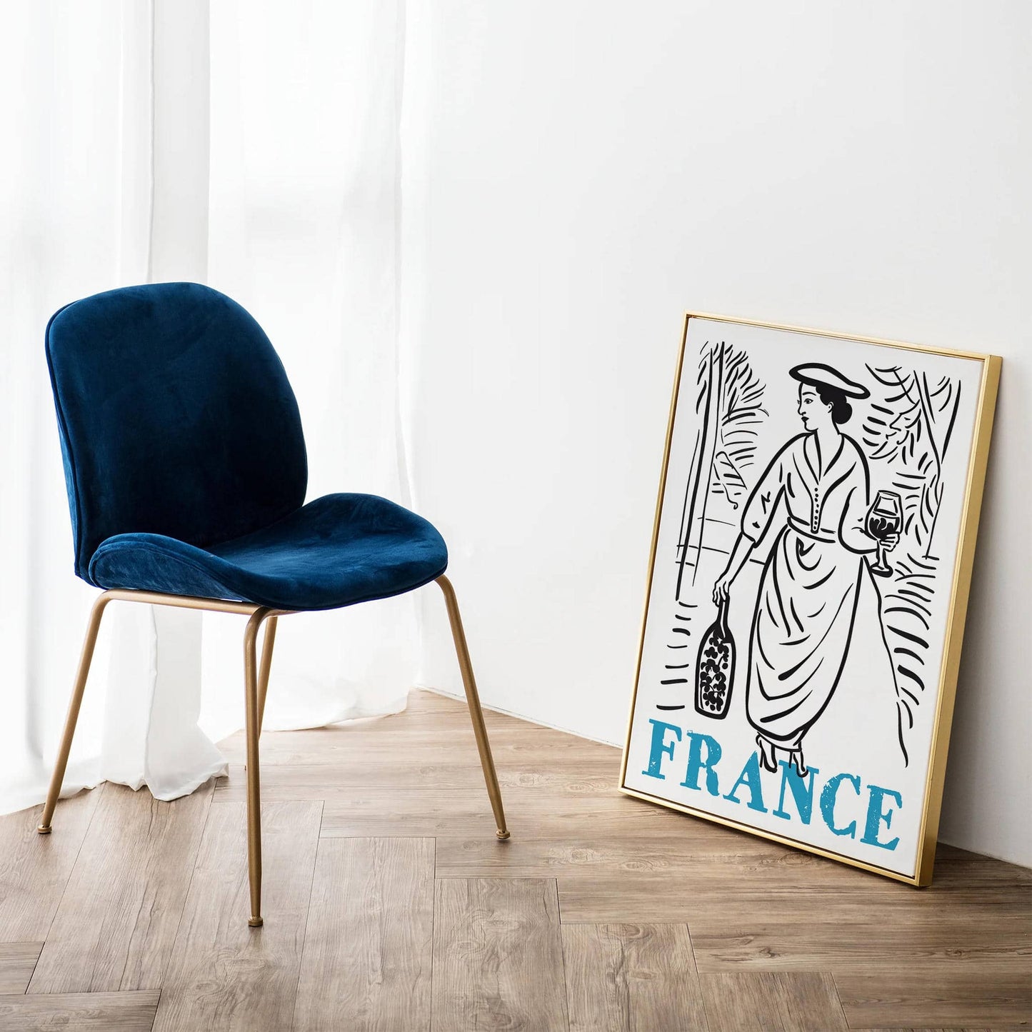Retro France Travel Poster Line Art - HypeSheriff