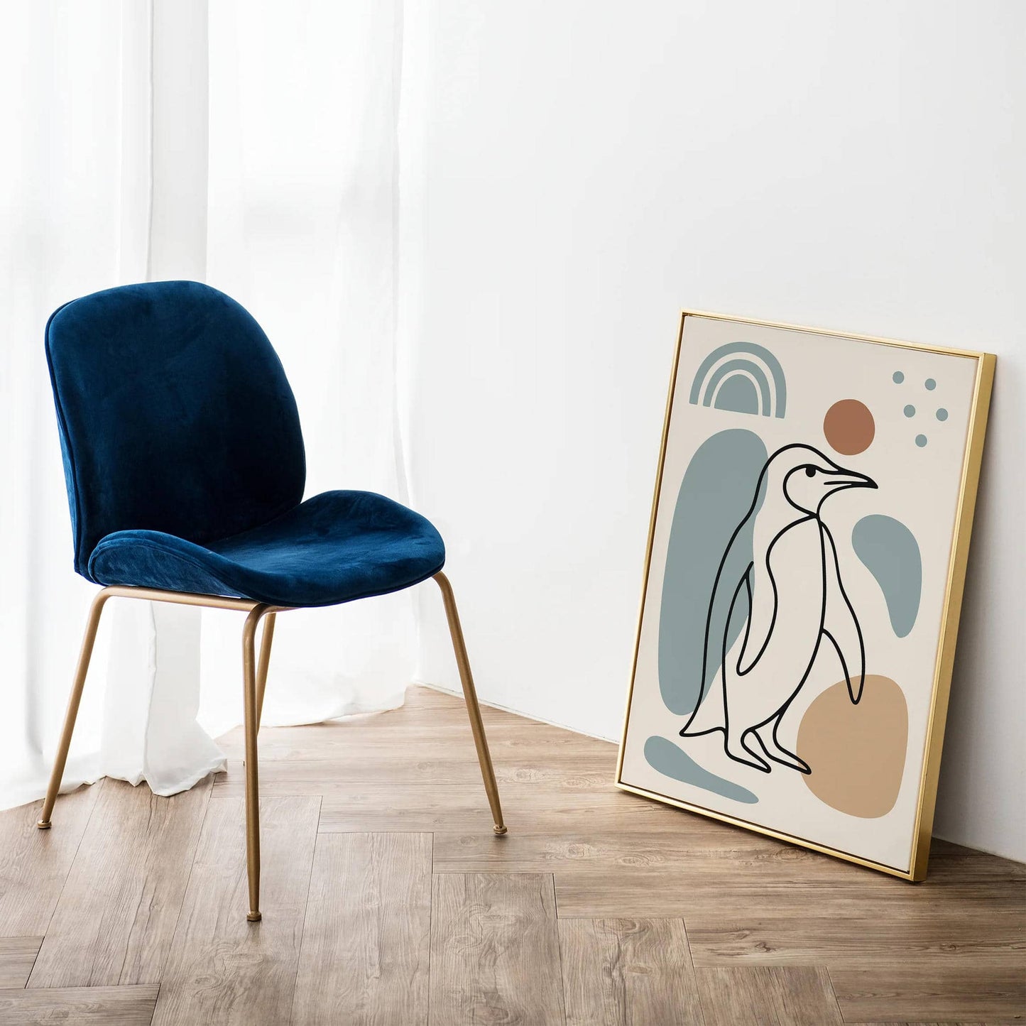 Penguin Line Art Print – Minimal Aesthetic Wall Decor