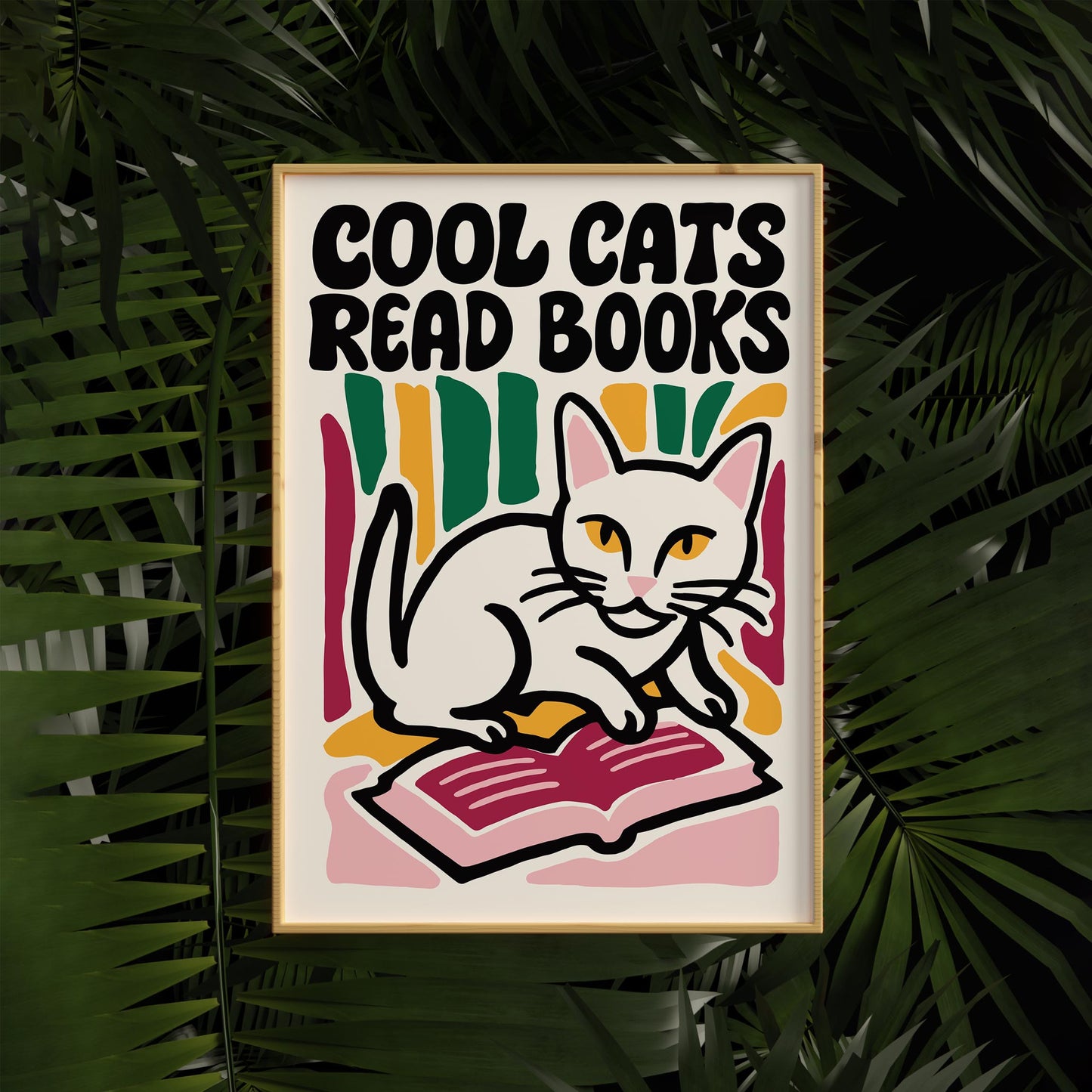 Cool Cats Reading Poster Print