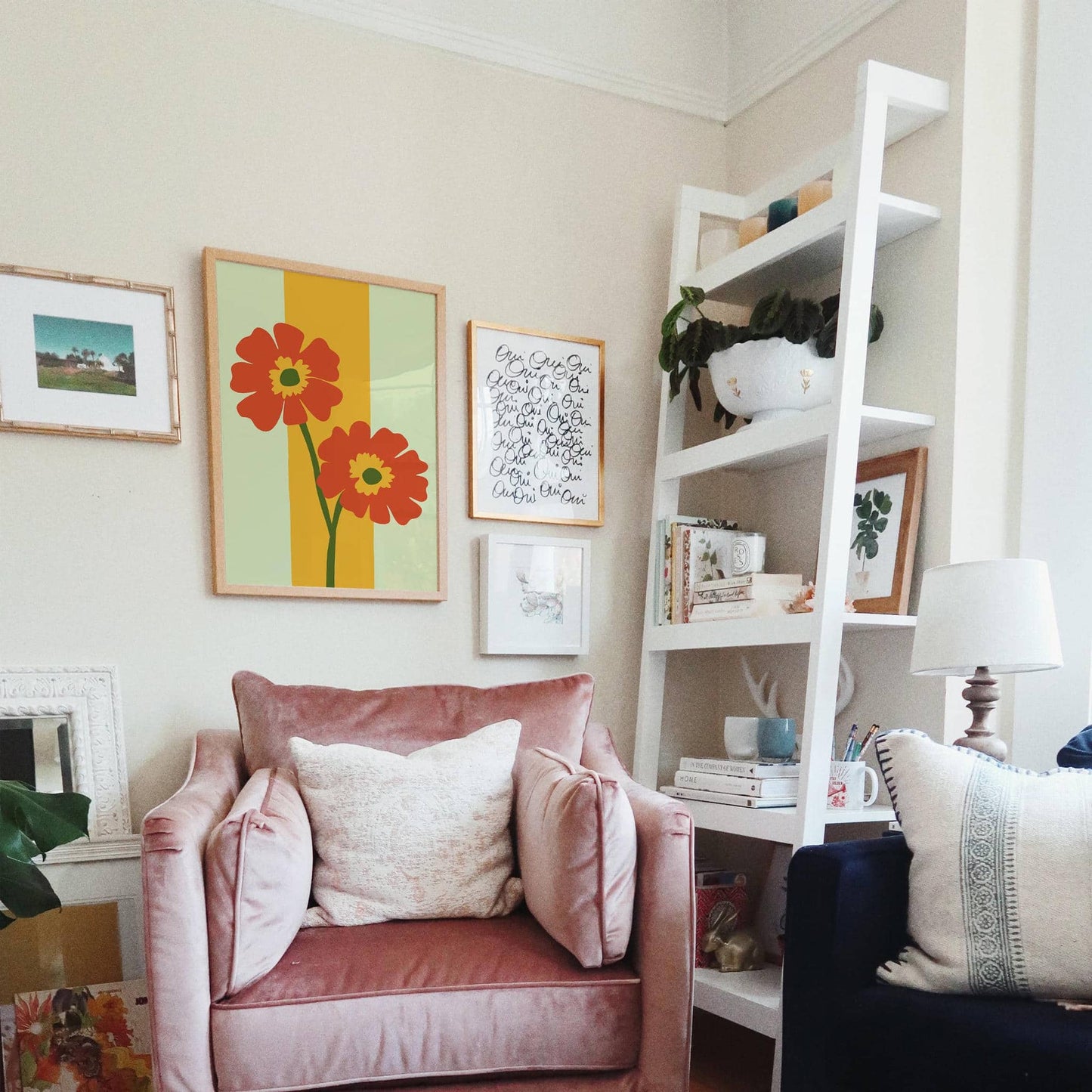 Lime Cream Flowers Art Print