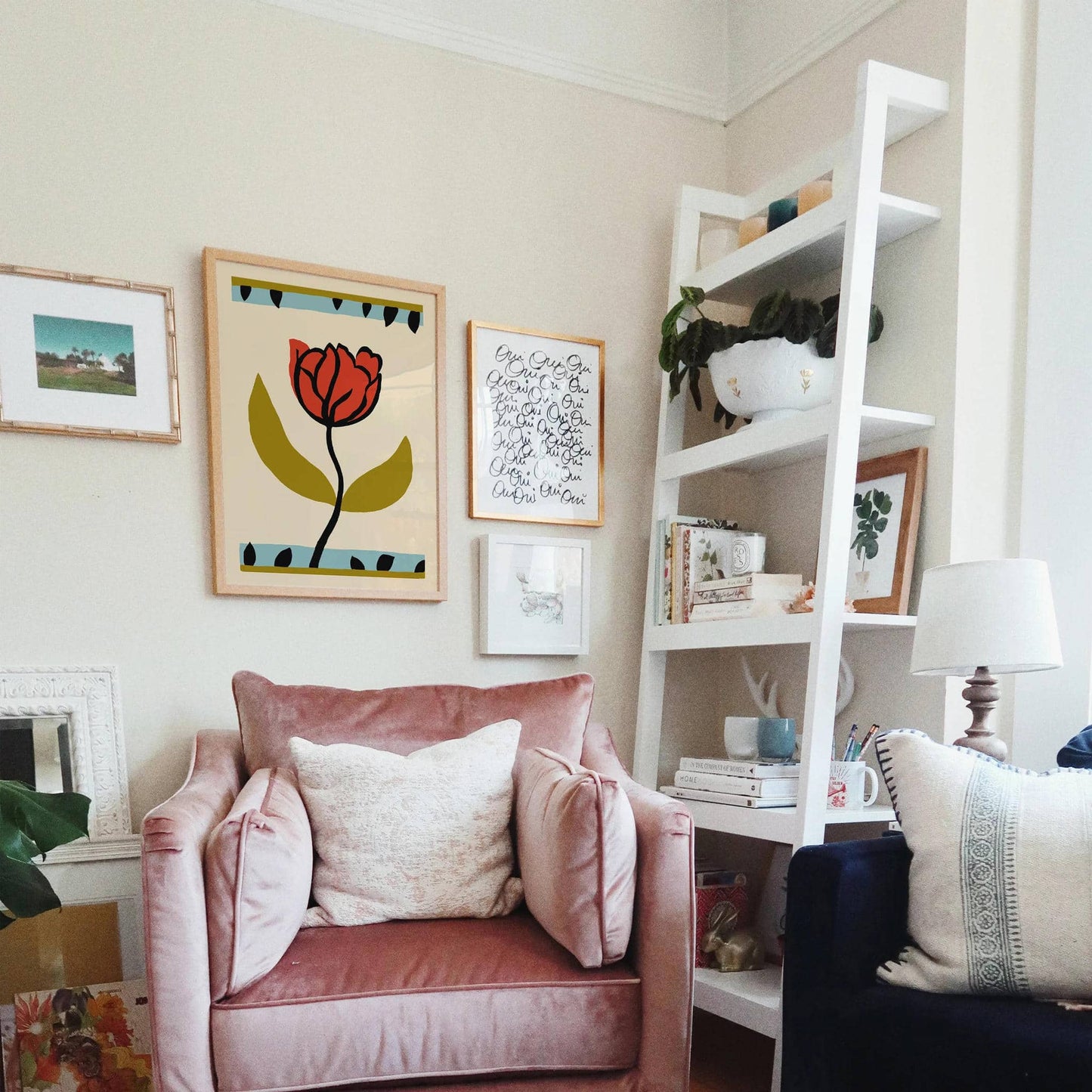 Retro Red Tulip Flower Poster