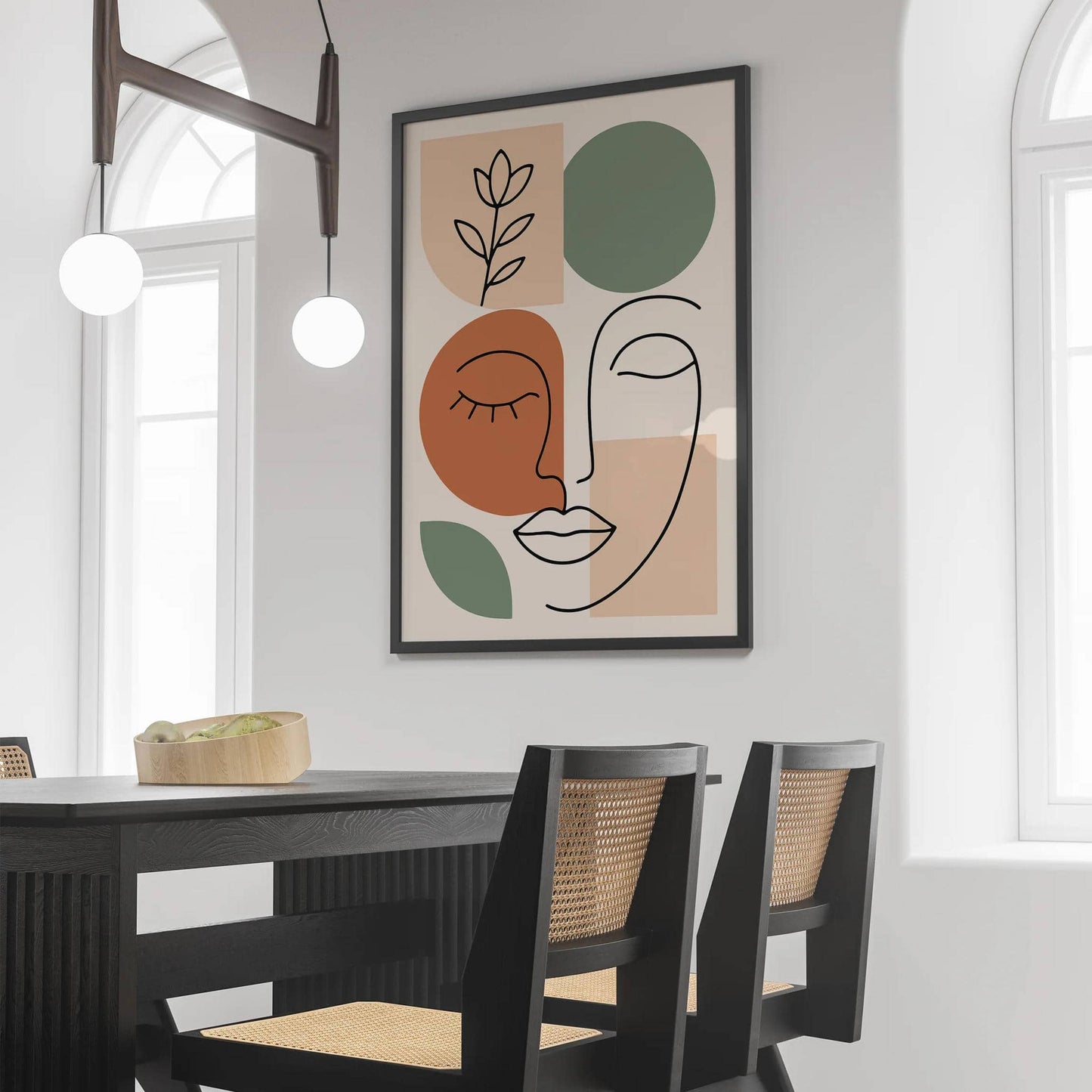 Boho Line Art – Woman & Geometric Forms