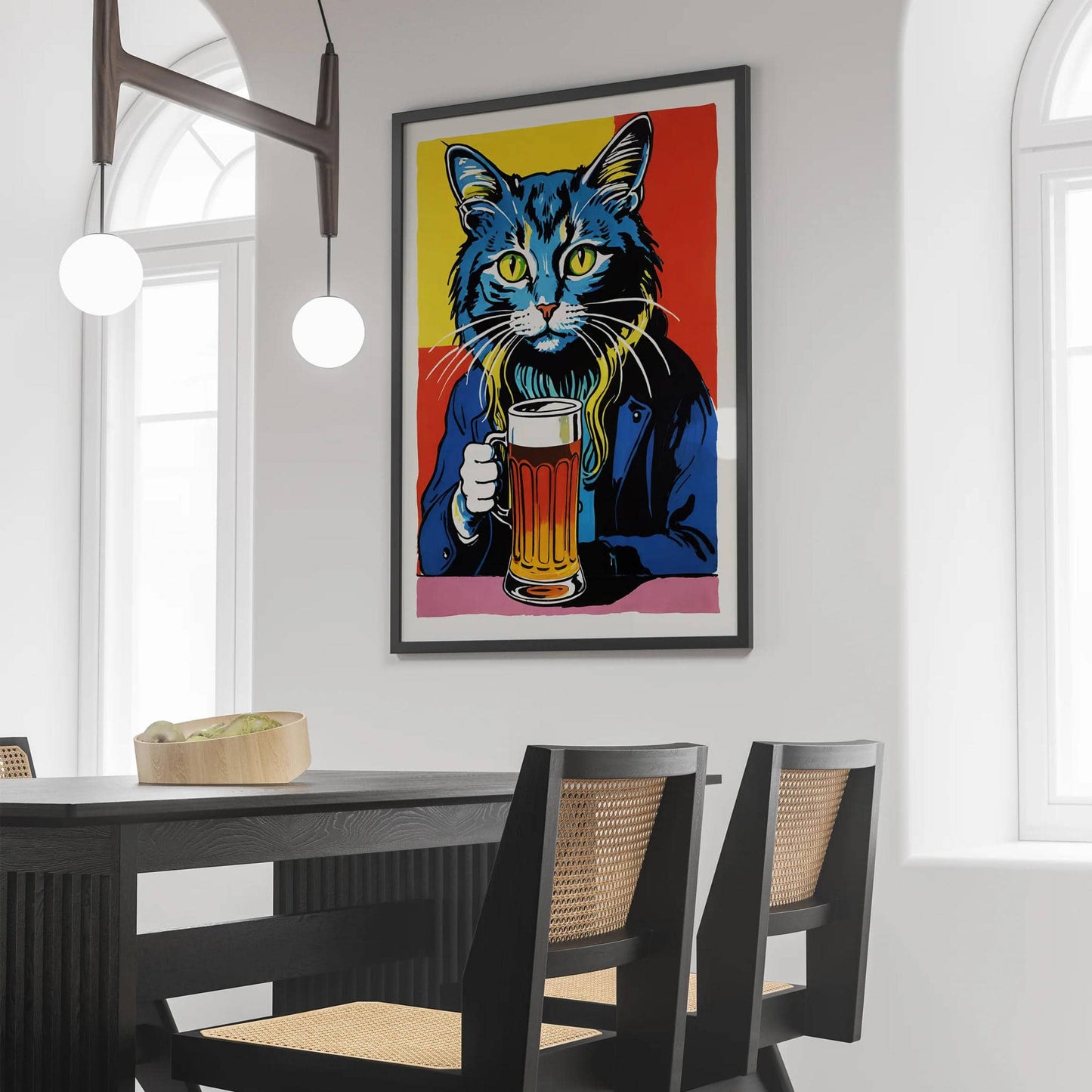 Fancy Cat Drinking Beer Poster